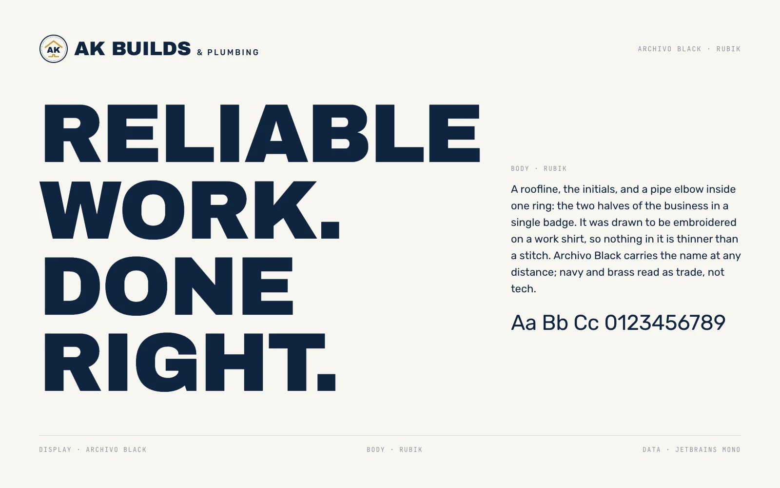 AK Builds & Plumbing type specimen