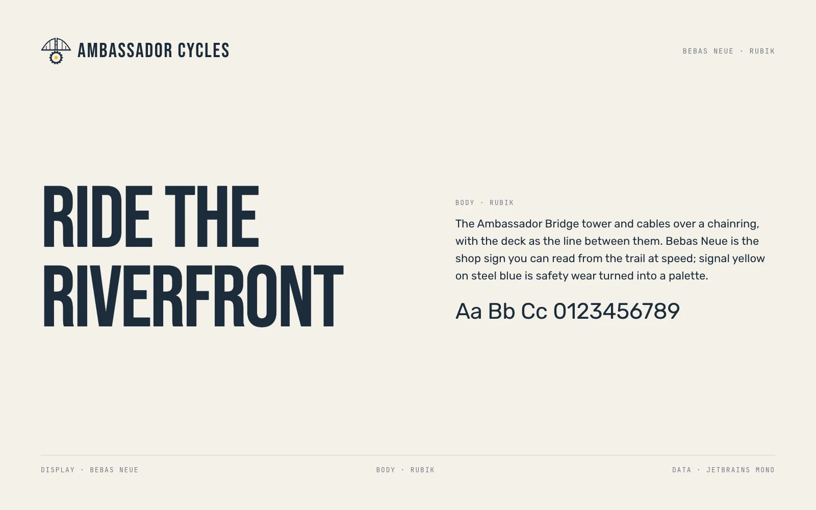 Ambassador Cycles type specimen