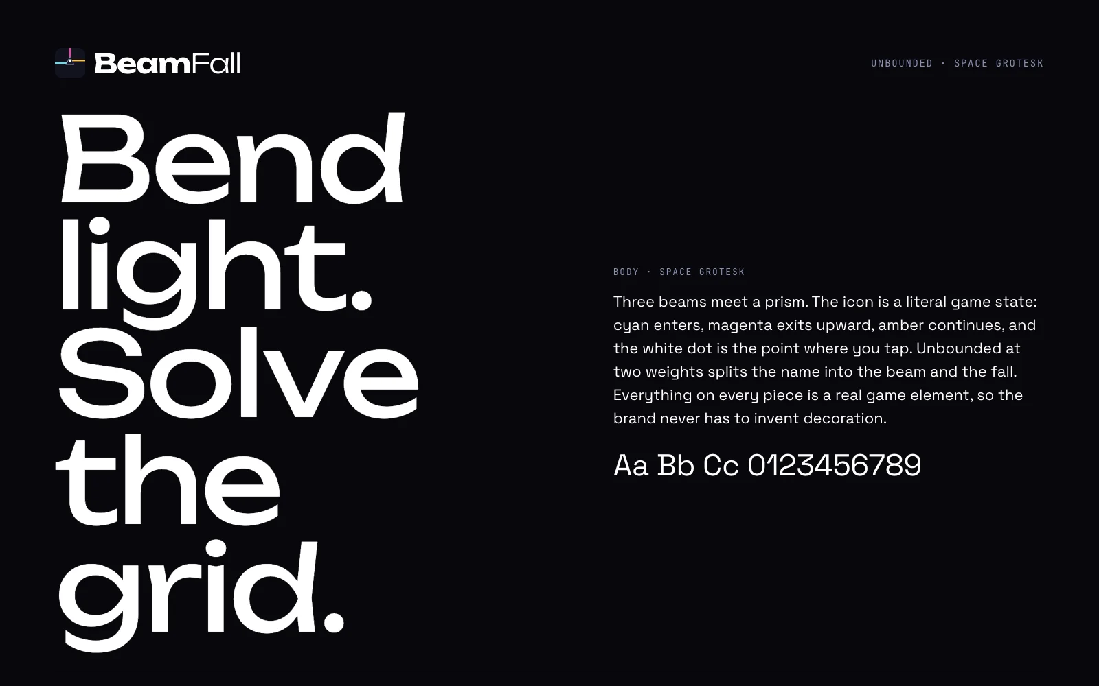 BeamFall type specimen