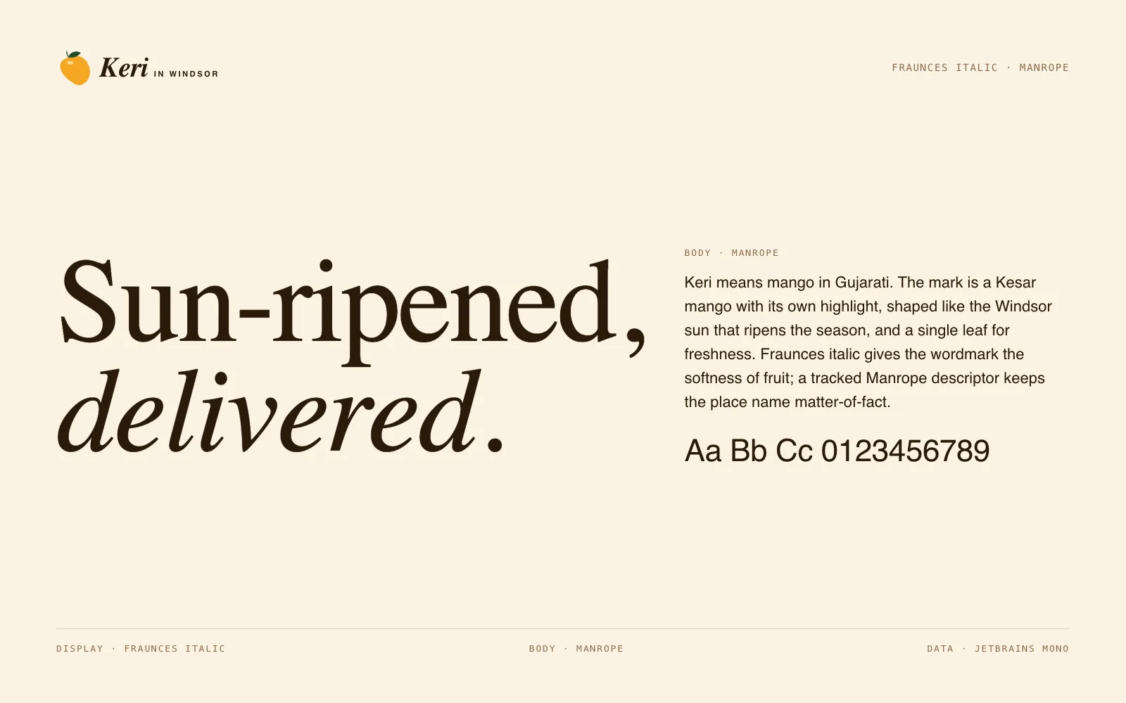 Keri in Windsor type specimen