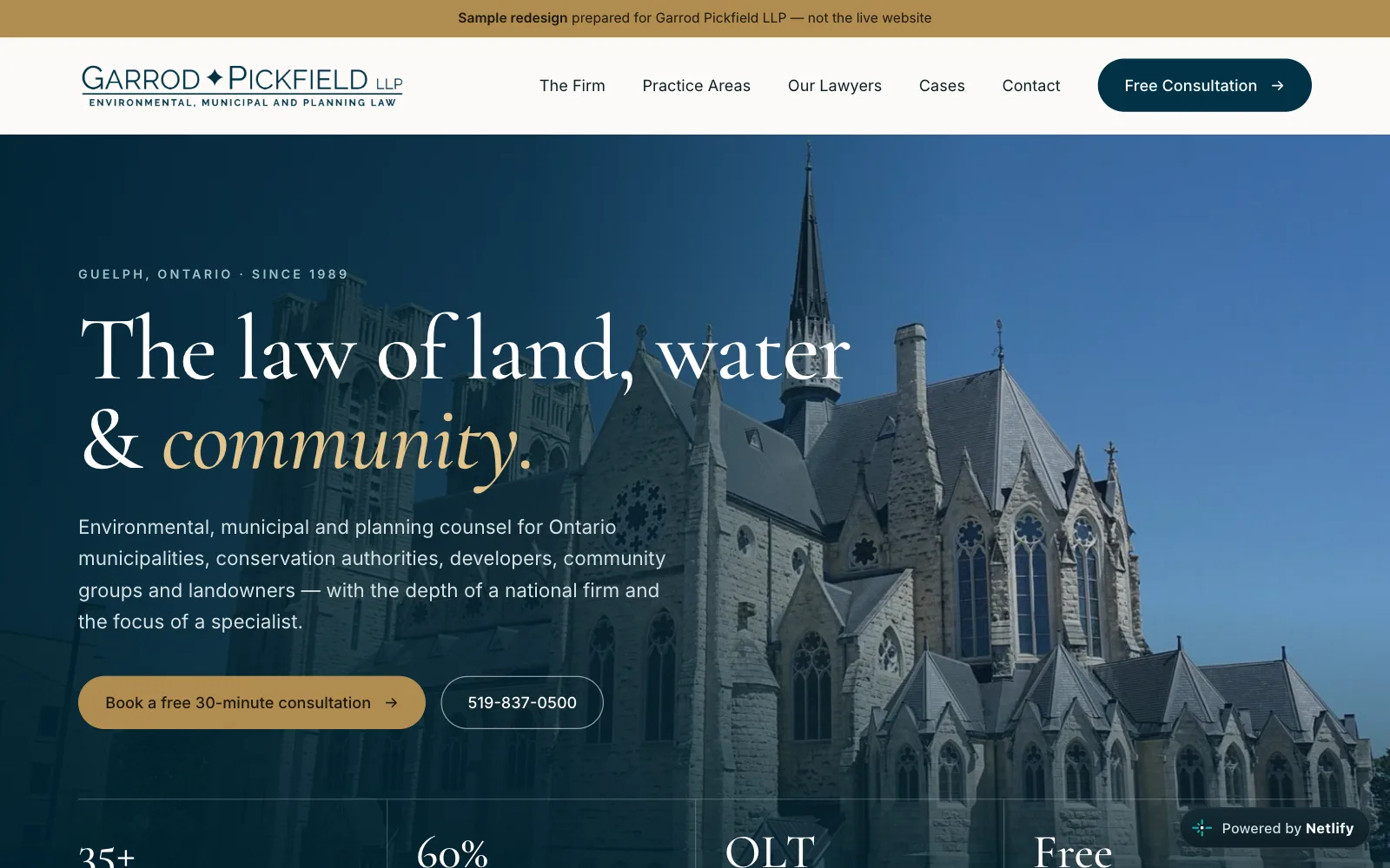 Garrod Pickfield LLP sample site on a laptop