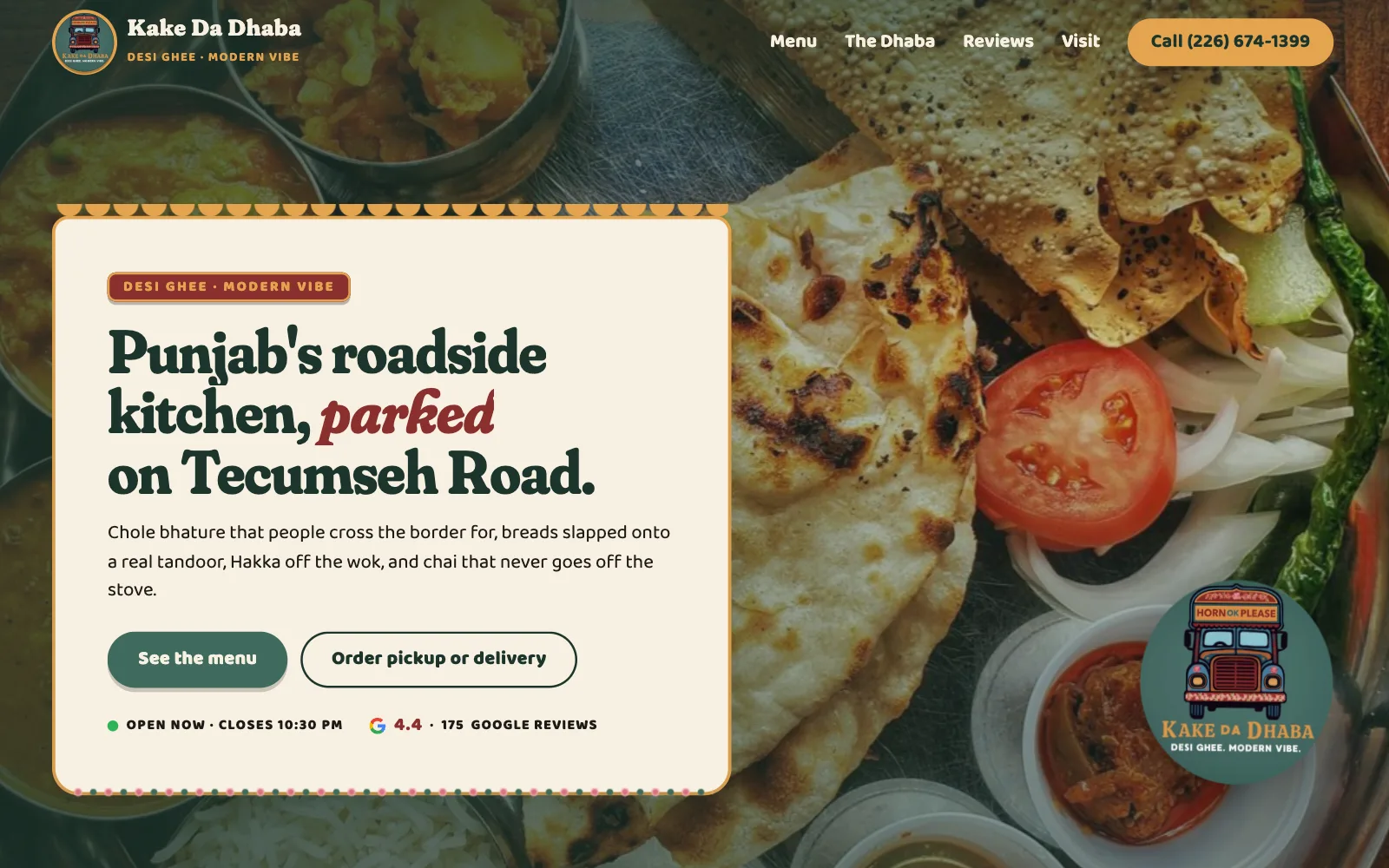 Kake Da Dhaba sample site on a laptop